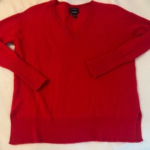 NORDSTROM HALOGEN Relaxed V-Neck 100% Cashmere Sweater, Red 🔴